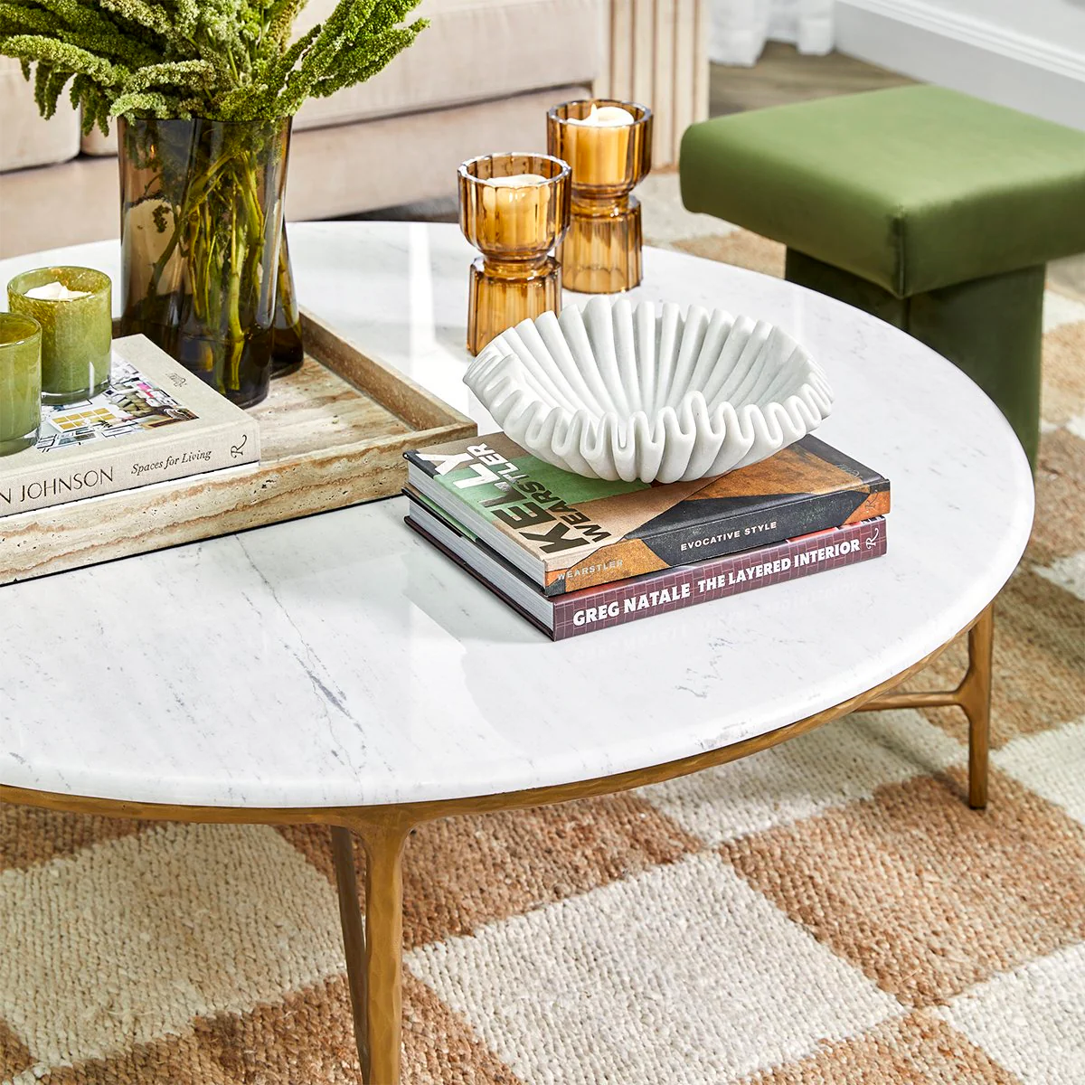 Heston Marble Round Coffee Table - Brass - Image 4