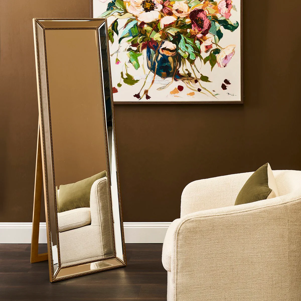 Zeta Cheval Mirror - Antique Gold - Image 4